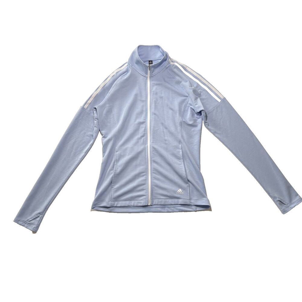 Women's Adidas Jacket Blue & White Full Zip Up Sports Lightweight Size Small